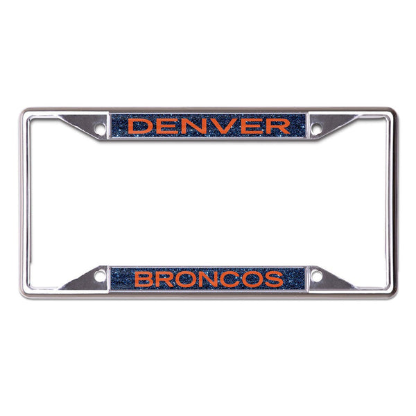Denver Broncos GLITTER BACKGROUND Lic Plate Frame B/O Printed