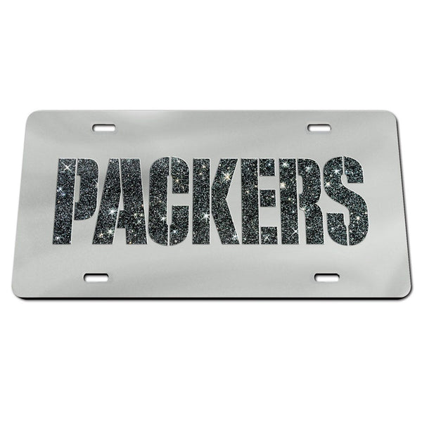 Green Bay Packers GLITTER LETTERS Acrylic Classic License Plates