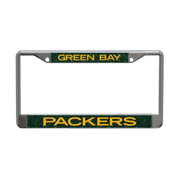 Green Bay Packers GLITTER BACKGROUND Lic Plt Frame S/L Printed