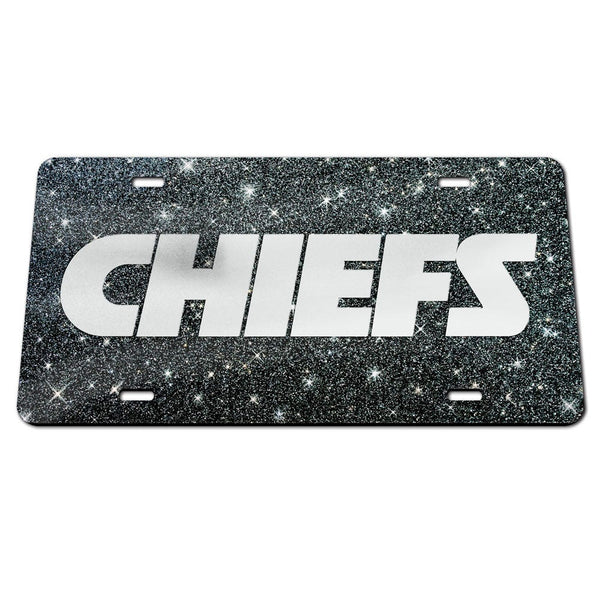 Kansas City Chiefs GLITTER BACKGROUND Acrylic Classic License Plates