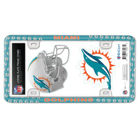Miami Dolphins License Plate Thin Frame - Plastic w/Decal
