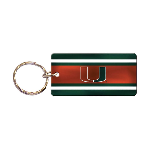 Miami Hurricanes STRIPES Keychain Rectangle