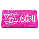 Wholesale-Auburn Tigers PINK GLITTER Acrylic Classic License Plates