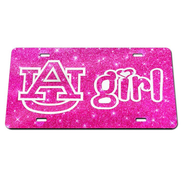 Wholesale-Auburn Tigers PINK GLITTER Acrylic Classic License Plates