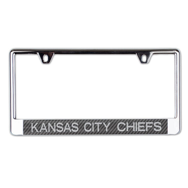Kansas City Chiefs CARBON Lic Plate Frame B/O Printed