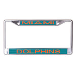Miami Dolphins GLITTER LETTERS Lic Plt Frame S/L Printed
