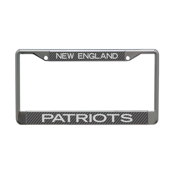 New England Patriots CARBON Lic Plt Frame S/L Printed