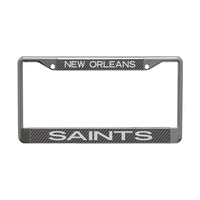 New Orleans Saints CARBON Lic Plt Frame S/L Printed