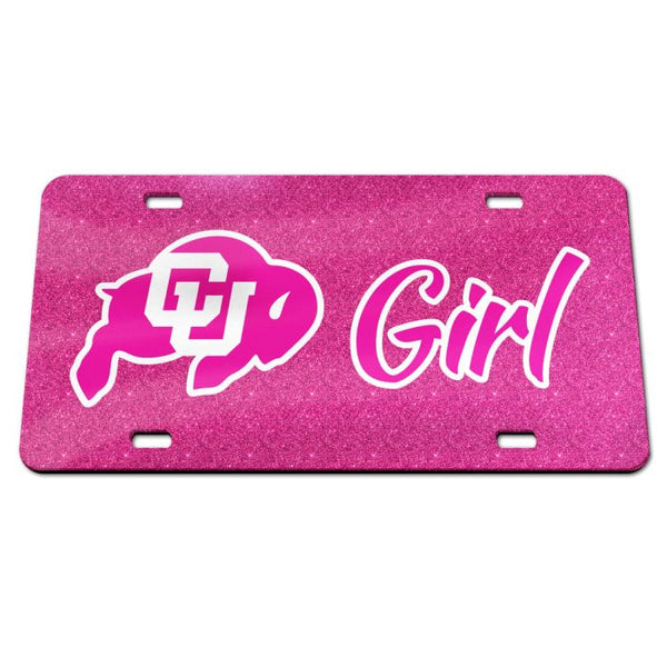 Wholesale-Colorado Buffaloes PINK GLITTER Acrylic Classic License Plates