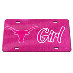 Wholesale-Texas Longhorns PINK GLITTER Acrylic Classic License Plates