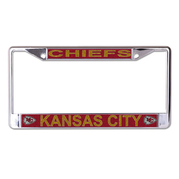 Kansas City Chiefs GLITTER Lic Plt Frame S/L Printed
