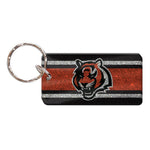 Cincinnati Bengals GLITTER STRIPES Keychain Rectangle