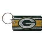 Green Bay Packers GLITTER STRIPES Keychain Rectangle