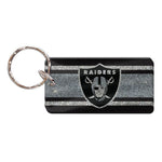 Las Vegas Raiders GLITTER STRIPES Keychain Rectangle