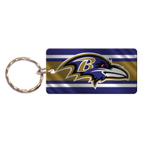 Baltimore Ravens METALLIC STRIPES Keychain Rectangle