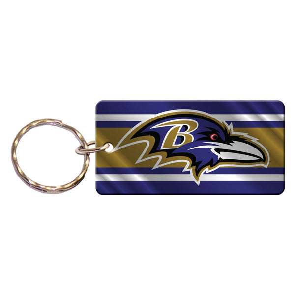 Baltimore Ravens METALLIC STRIPES Keychain Rectangle