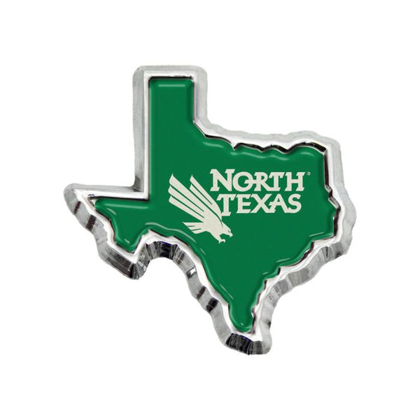 Wholesale-North Texas Mean Green STATE Chrome Metal Domed Emblem