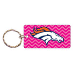Denver Broncos PINK CHEVRON Keychain Rectangle