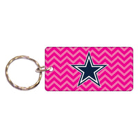 Dallas Cowboys PINK CHEVRON Keychain Rectangle