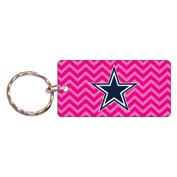 Dallas Cowboys PINK CHEVRON Keychain Rectangle