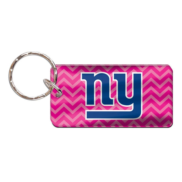 New York Giants PINK CHEVRON Keychain Rectangle