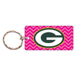 Green Bay Packers PINK CHEVRON Keychain Rectangle