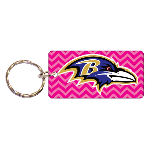 Baltimore Ravens PINK CHEVRON Keychain Rectangle