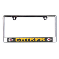 Kansas City Chiefs CARBON Lic Plate Frame B/O Printed