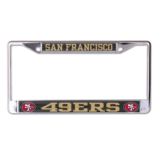 San Francisco 49ers CARBON Lic Plt Frame S/L Printed