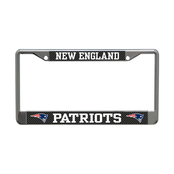 New England Patriots CARBON Lic Plt Frame S/L Printed