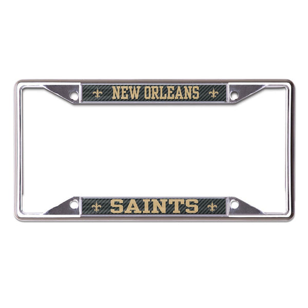 New Orleans Saints CARBON Lic Plt Frame S/S Printed