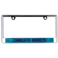 Charlotte Hornets GLITTER Lic Plate Frame B/O Printed