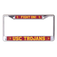 Wholesale-USC Trojans FIGHT ON! / USC TROJANS Lic Plt Frame S/L Printed