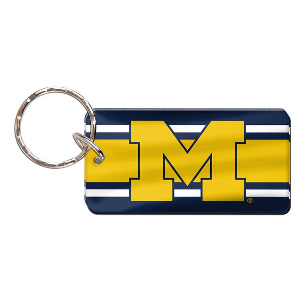 Michigan Wolverines STRIPES Keychain Rectangle