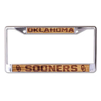 Wholesale-Oklahoma Sooners WOOD Lic Plt Frame S/L Printed