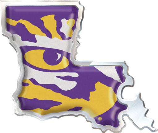 LSU Tigers STATE Chrome Metal Domed Emblem