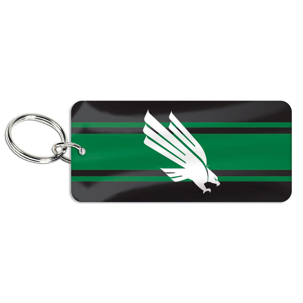 North Texas Mean Green STRIPES Keychain Rectangle