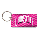 Wholesale-Ohio State Buckeyes PINK CHEVRON Keychain Rectangle