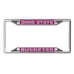 Wholesale-Ohio State Buckeyes PINK GLITTER/BUCKEYES Lic Plt Frame S/S Printed