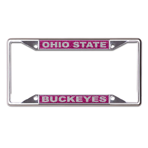 Wholesale-Ohio State Buckeyes PINK GLITTER/BUCKEYES Lic Plt Frame S/S Printed