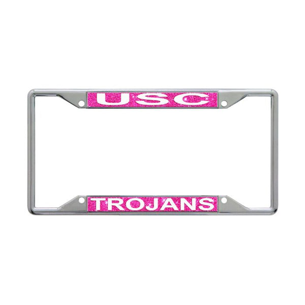 Wholesale-USC Trojans GLITTER BACKGROUND Lic Plt Frame S/S Printed