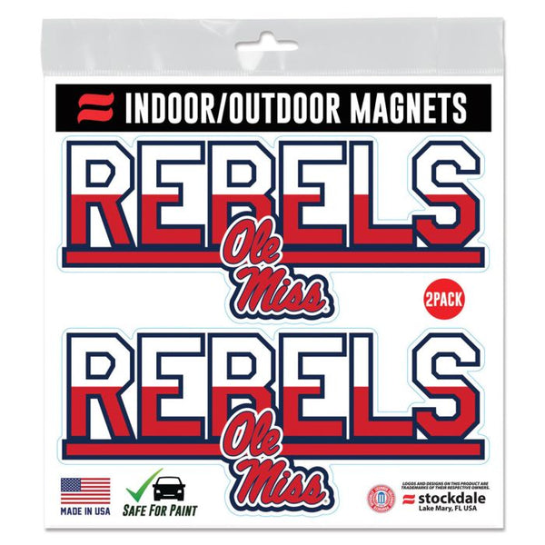 Wholesale-Ole Miss Rebels COLOR DUO Outdoor Magnets 6" x 6"