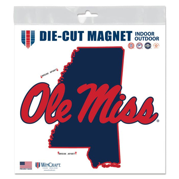 Wholesale-Ole Miss Rebels STATE Outdoor Magnets 6" x 6"