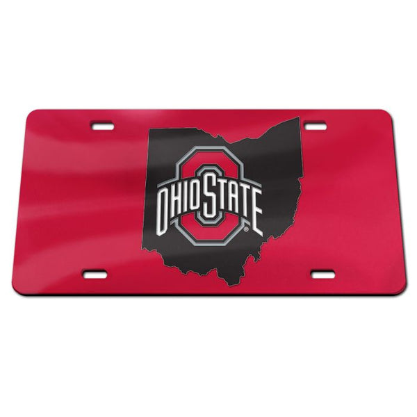 Wholesale-Ohio State Buckeyes STATE SHAPE Specialty Acrylic License Plate