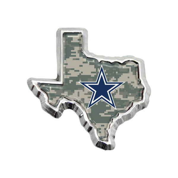Dallas Cowboys CAMO Chrome Metal Domed Emblem STATE