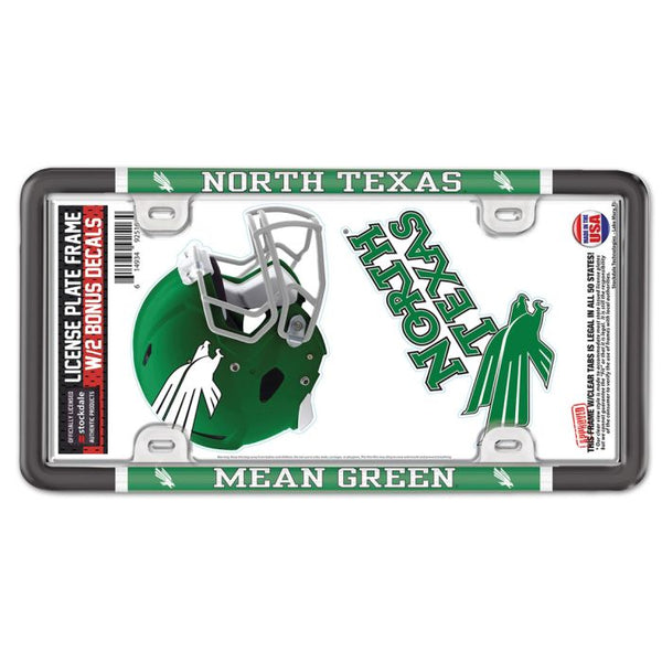 Wholesale-North Texas Mean Green License Plate Thin Frame - Plastic w/Decal