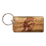 Wholesale-USC Trojans WOOD Keychain Rectangle