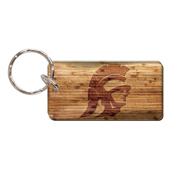 Wholesale-USC Trojans WOOD Keychain Rectangle