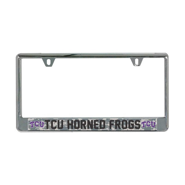 Wholesale-TCU Horned Frogs CAMO Lic Plate Frame B/O Printed