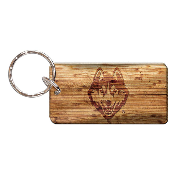 UConn Huskies WOOD Keychain Rectangle